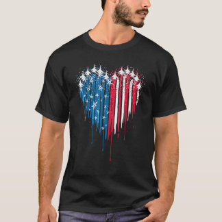 Fighter Jet Airplane American Flag Patriotic 4th O T-Shirt
