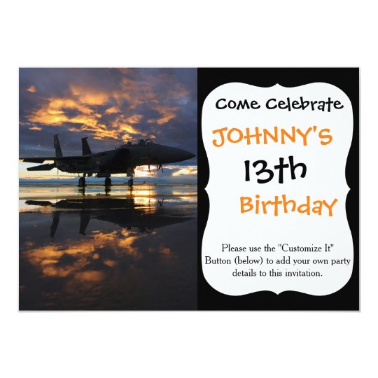 Fighter Jet Airplane at Sunset Military Gifts Card