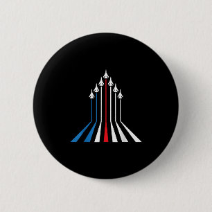 Fighter Jet Airplane Usa Flag 4th Of July Patrioti 2 Inch Round Button
