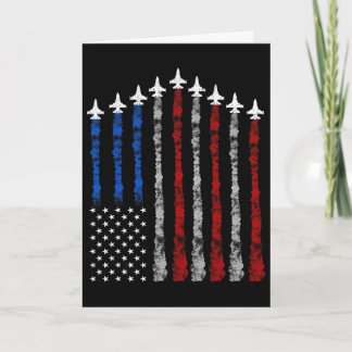 Fighter Jet Airplane Usa Flag 4th Of July Patrioti Card