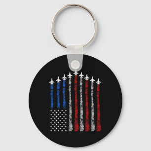 Fighter Jet Airplane Usa Flag 4th Of July Patrioti Keychain