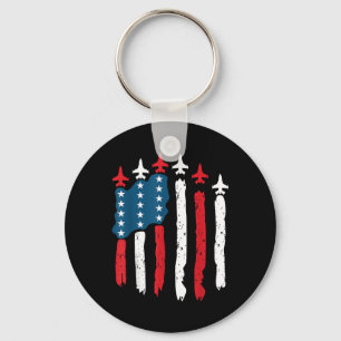 Fighter Jet Airplane Usa Flag 4th Of July Patrioti Keychain