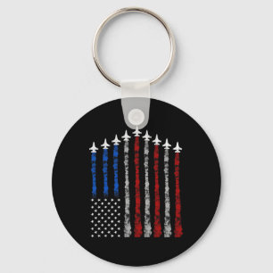 Fighter Jet Airplane Usa Flag 4th Of July Patrioti Keychain