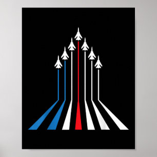 Fighter Jet Airplane Usa Flag 4th Of July Patrioti Poster