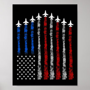 Fighter Jet Airplane Usa Flag 4th Of July Patrioti Poster
