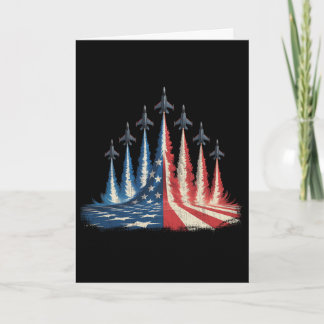 Fighter Jet American Flag 4th Of July Tee Card
