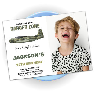  Fighter Jet Birthday Invitations Dark Green Photo