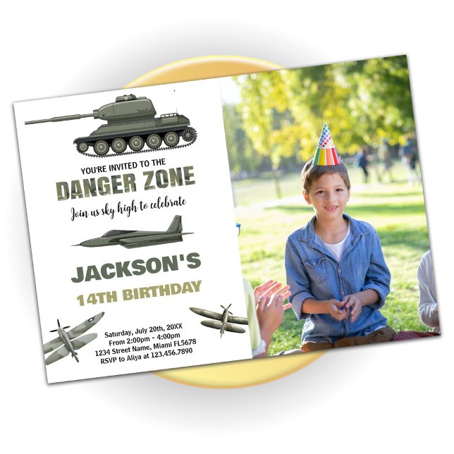 Fighter Jet Invitations Anniversaire Danger avec p (Fighter Jet Birthday Invitations Danger w photo)