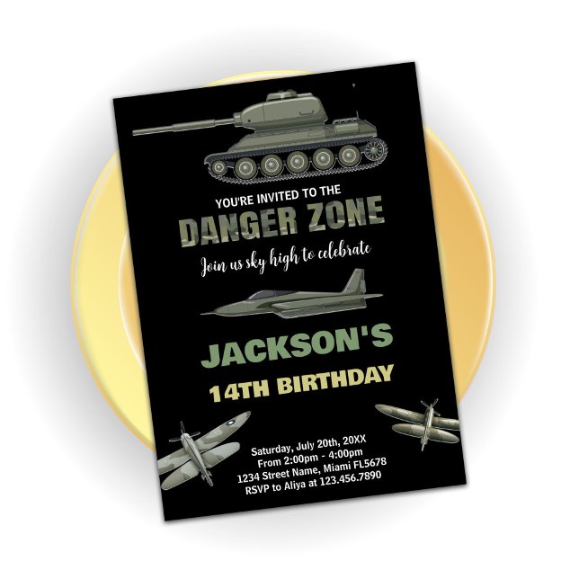 Fighter Jet Invitations Anniversaire Danger Zone D (Fighter Jet Birthday Invitations Danger Zone Dark)