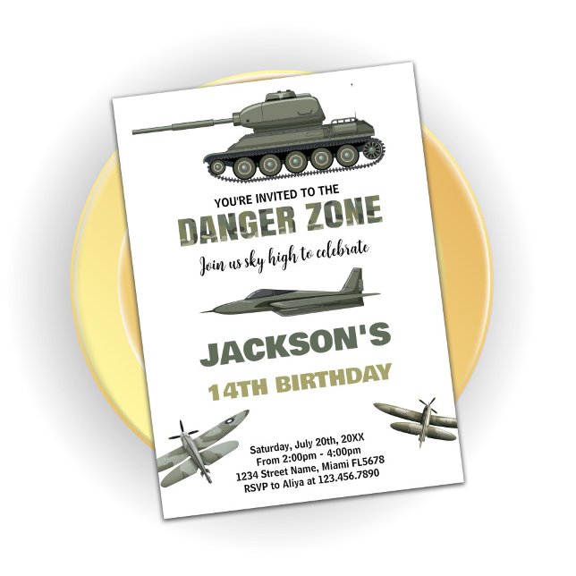 Fighter Jet Invitations Anniversaire Zone de dange (Fighter Jet Birthday Invitations Danger Zone)