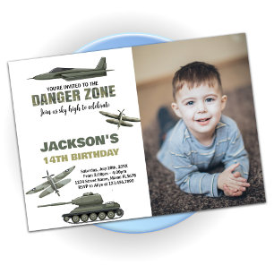 Fighter Jet Invitations d'anniversaire avec photo