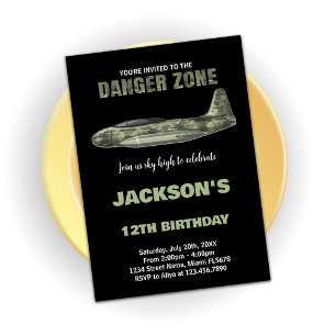 Fighter Jet Invitations d'anniversaire Dark Green 