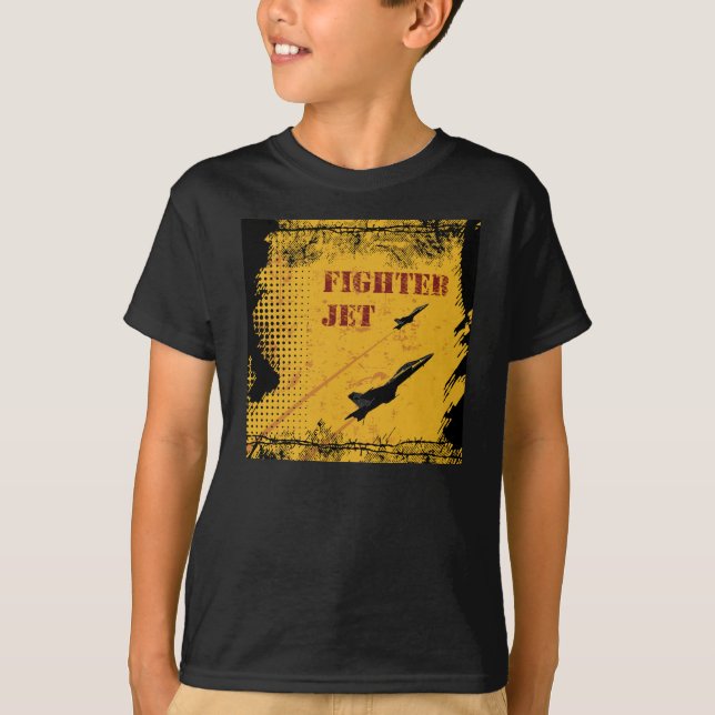 Fighter Jet T-Shirt (Black) (Front)