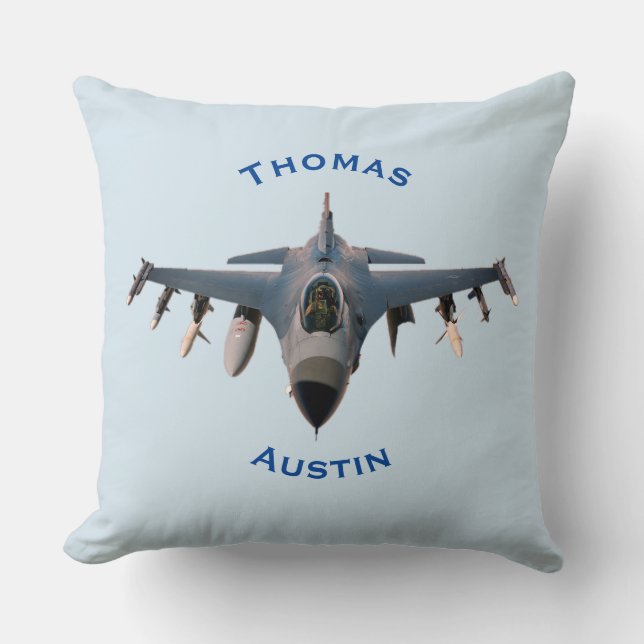 Fighter Jet Throw Pillow (Front)
