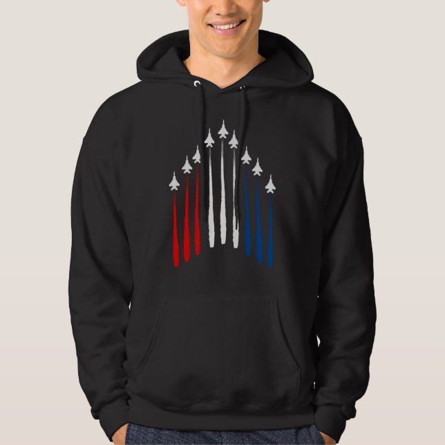 Fighter Jet USA Flag Airplane F 18 4th Of July Hoodie (Front)