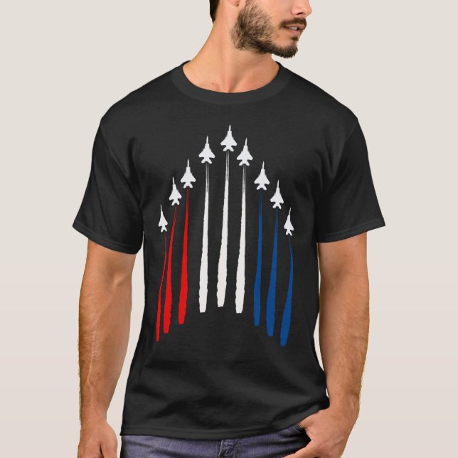 Fighter Jet USA Flag Airplane F 18 4th Of July T-Shirt (Front)