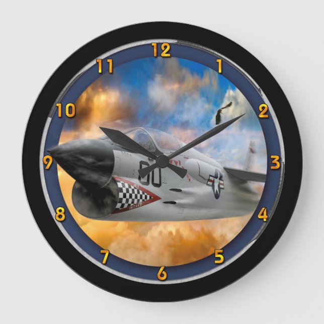 FIGHTER JET WILD SKY FRONTIERS LARGE CLOCK (Front)