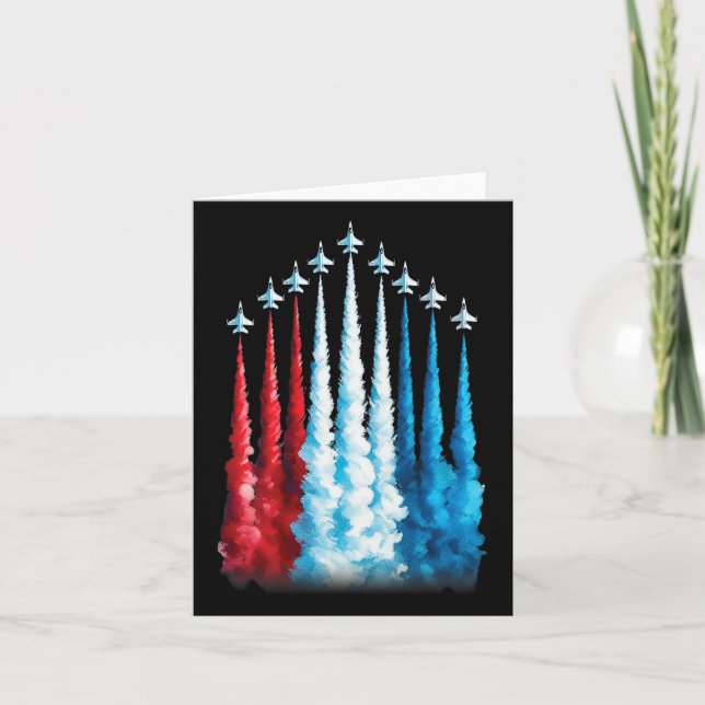 Fighter Jets American Flag For 4th Of July Patriot Card (Front)