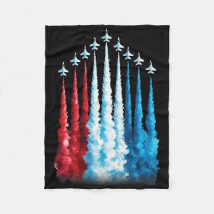 Fighter Jets American Flag For 4th Of July Patriot Fleece Blanket