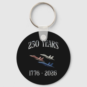 Fighter Jets Flag 250 Years 1776-2026 250th Birthd Keychain