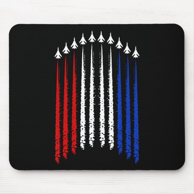 Fighter Jets With Usa Flag 4th Of July Patriotic F Mouse Pad (Front)