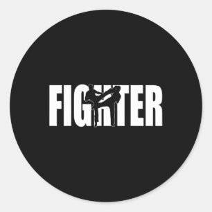 Fighter Mma Kickboxing Muay Thai Mixed Martial Art Classic Round Sticker