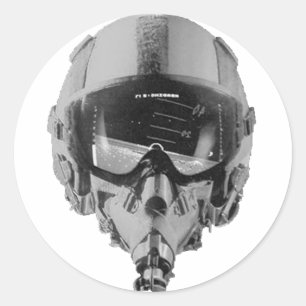 Fighter Pilot Helmet and Altimeter Classic Round Sticker
