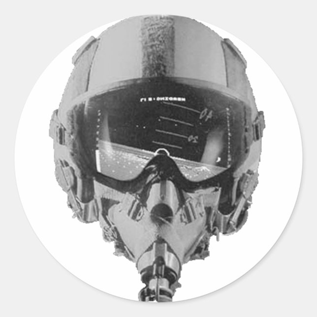 Fighter Pilot Helmet and Altimeter Classic Round Sticker (Front)