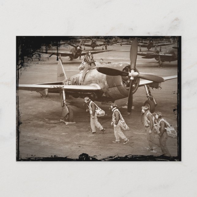 Fighter Pilots Training on P-47 Thunderbolts Postcard (Front)