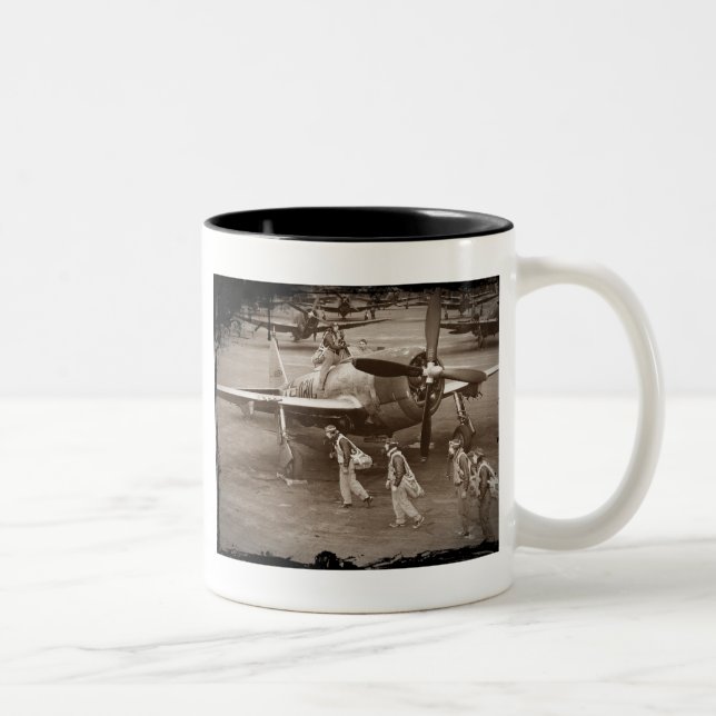 Fighter Pilots Training on P-47 Thunderbolts Two-Tone Coffee Mug (Right)