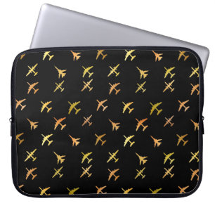 Fighter planes, on black laptop sleeve