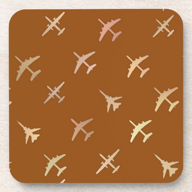 Fighter planes, on dark bronze coaster (Front)