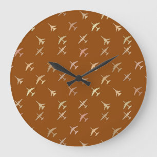 Fighter planes, on dark bronze large clock