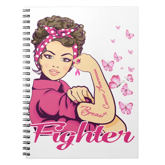 Fighter Rosie Riveter Breast Cancer Awareness Notebook (Front)