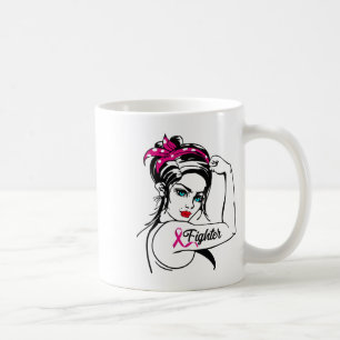 Fighter Rosie The Riveter Breast Cancer Awareness  Coffee Mug