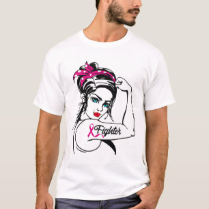 Fighter Rosie The Riveter Breast Cancer Awareness T-Shirt