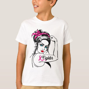 Fighter Rosie The Riveter Breast Cancer Awareness  T-Shirt