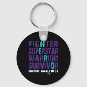 Fighter Survivor Suicide Awareness Mental Health Keychain