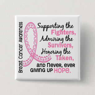 Fighters Survivors Taken 4 Breast Cancer 2 Inch Square Button
