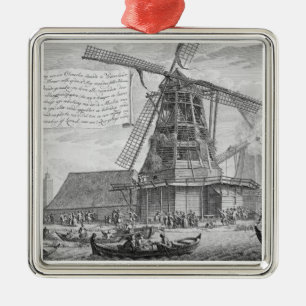 Fighting a fire in a windmill near Worden, from a Metal Ornament