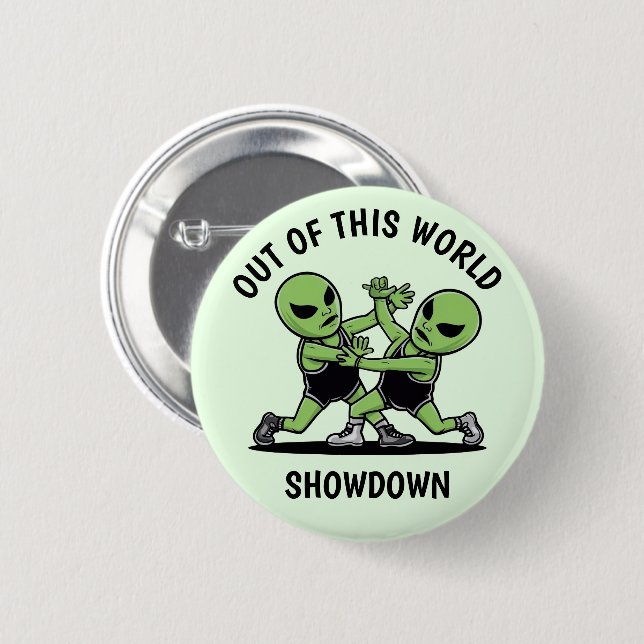 Fighting Aliens 2 Inch Round Button (Front & Back)