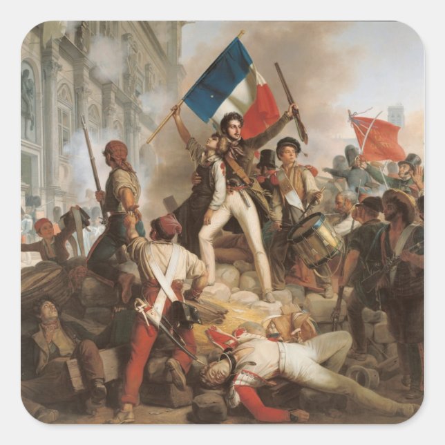 Fighting at the Hotel de Ville Square Sticker (Front)