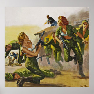 Fighting Combat Women in their Bras Poster