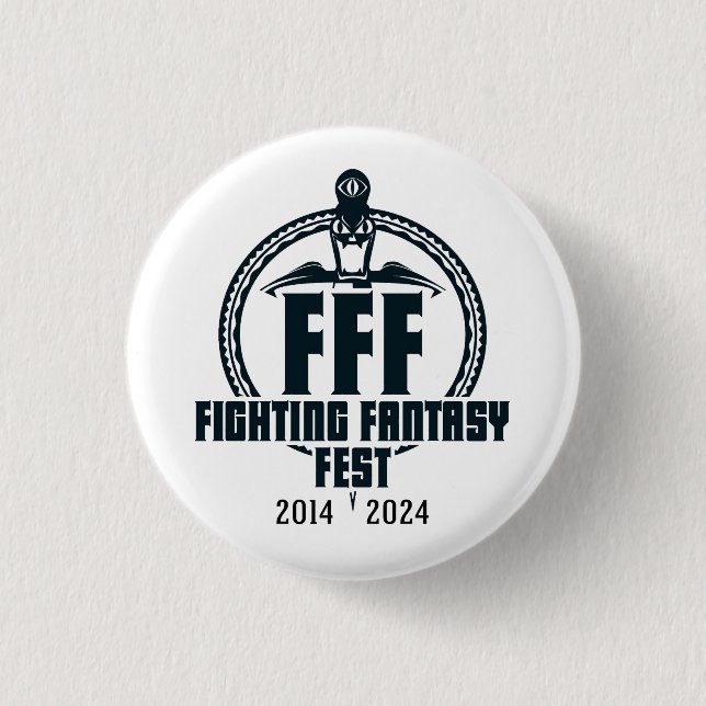 Fighting Fantasy Fest 10th Anniversary Badge 1 Inch Round Button (Front)