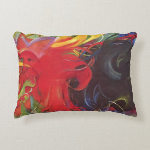 Fighting Forms by Franz Marc, Vintage Fine Art Accent Pillow