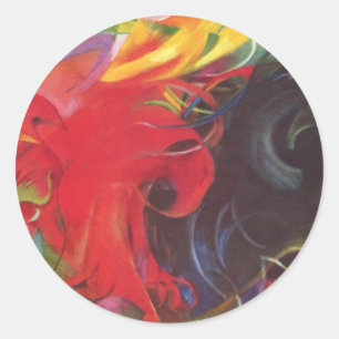 Fighting Forms by Franz Marc, Vintage Fine Art Classic Round Sticker