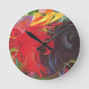 Fighting Forms by Franz Marc, Vintage Fine Art Round Clock