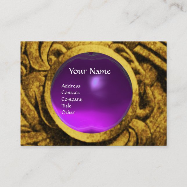 FIGHTING GRYPHONS MONOGRAM Gold Purple Amethyst Business Card (Front)