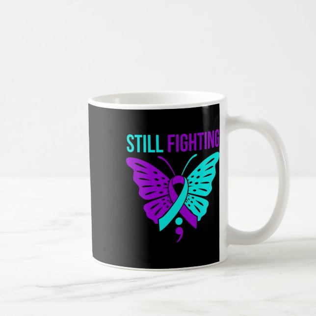 Fighting Happy Suicide Awareness Support Graphic  Coffee Mug (Right)