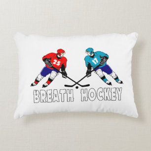 Fighting hockey players accent pillow
